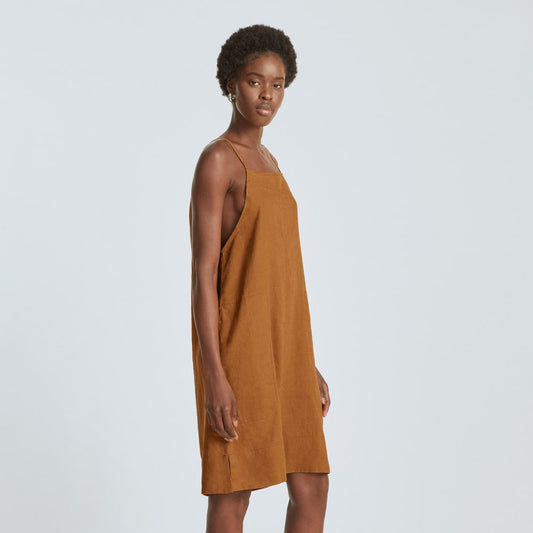 The Linen Apron Dress | Tawny Brown