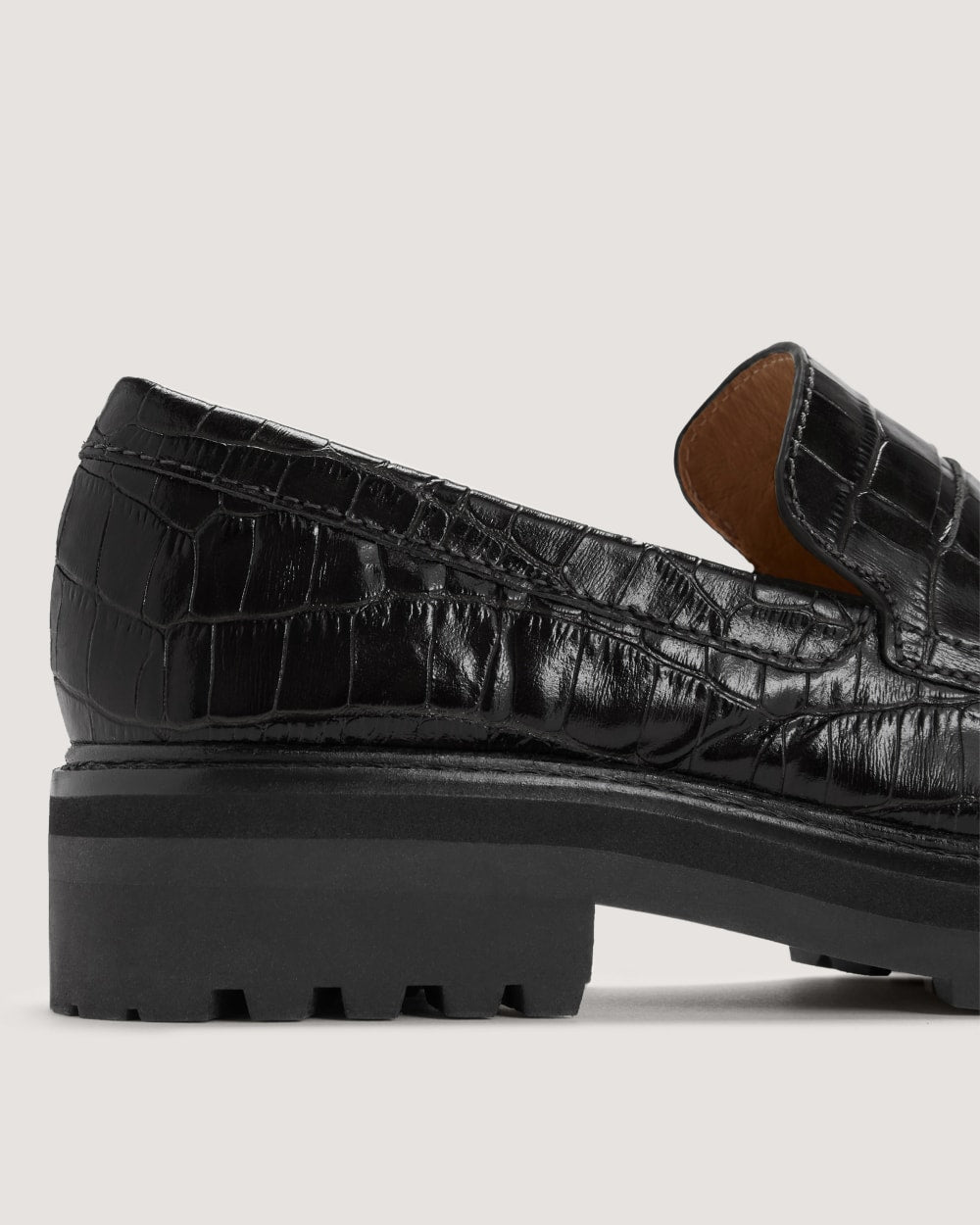 The Lug Loafer | Black Crocodile