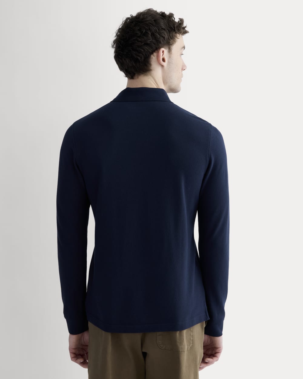 The Long-Sleeve Pique Polo | Deep Navy