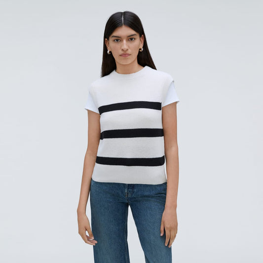 The Cotton Summer Sweater Tank | Canvas / Black