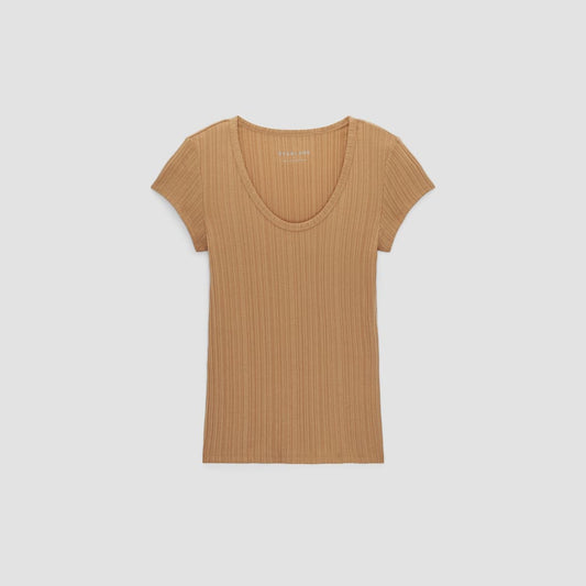 The Rib Soft Knit Scoop-Neck Tee | Caramel