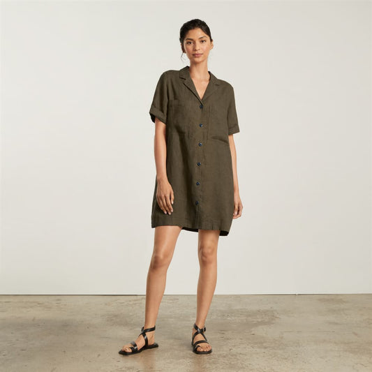 The Linen Workwear Dress | Beech