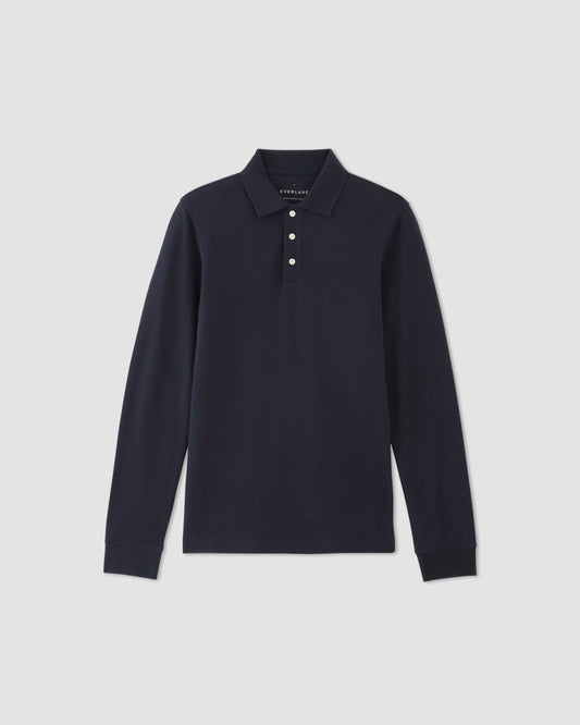 The Long-Sleeve Pique Polo | Deep Navy