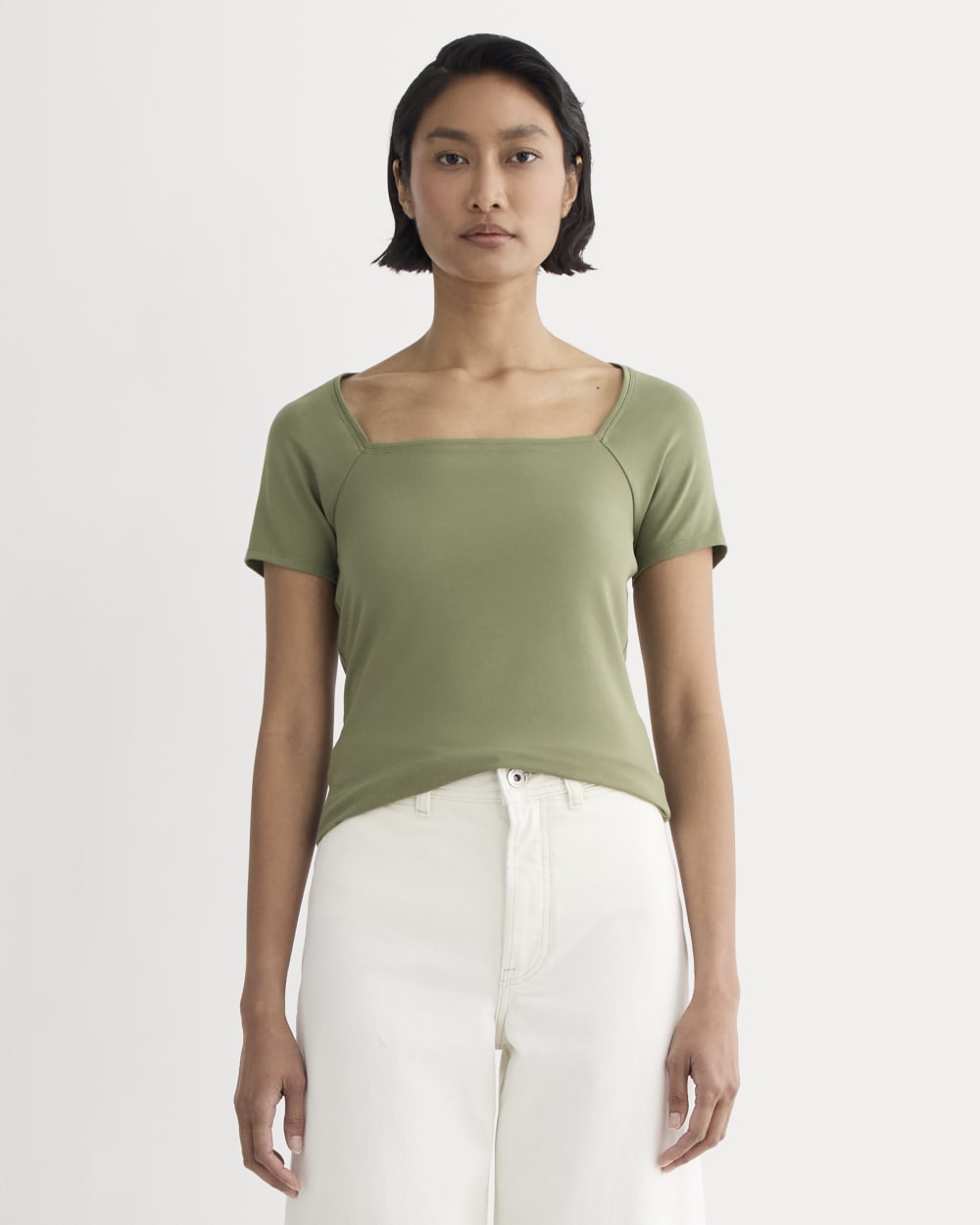 The Form Square-Neck Top | Lichen Green