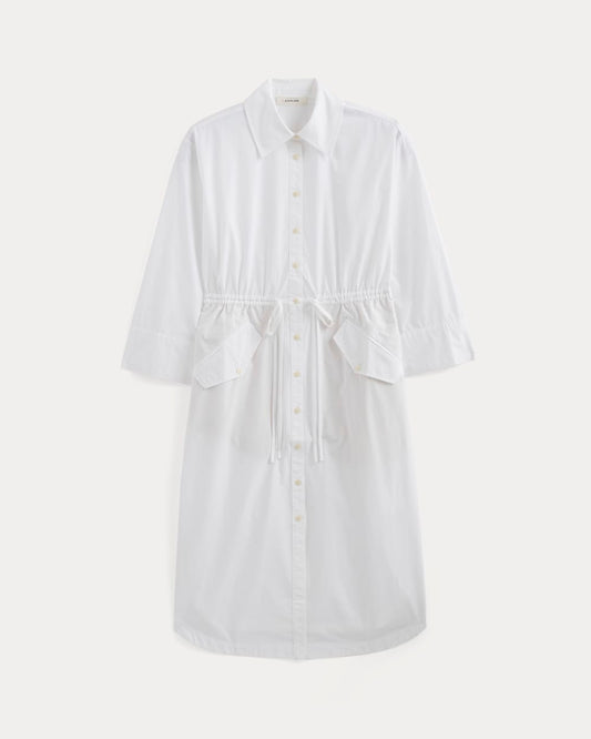 The Drawcord Shirtdress in Ultrasoft Cotton | White