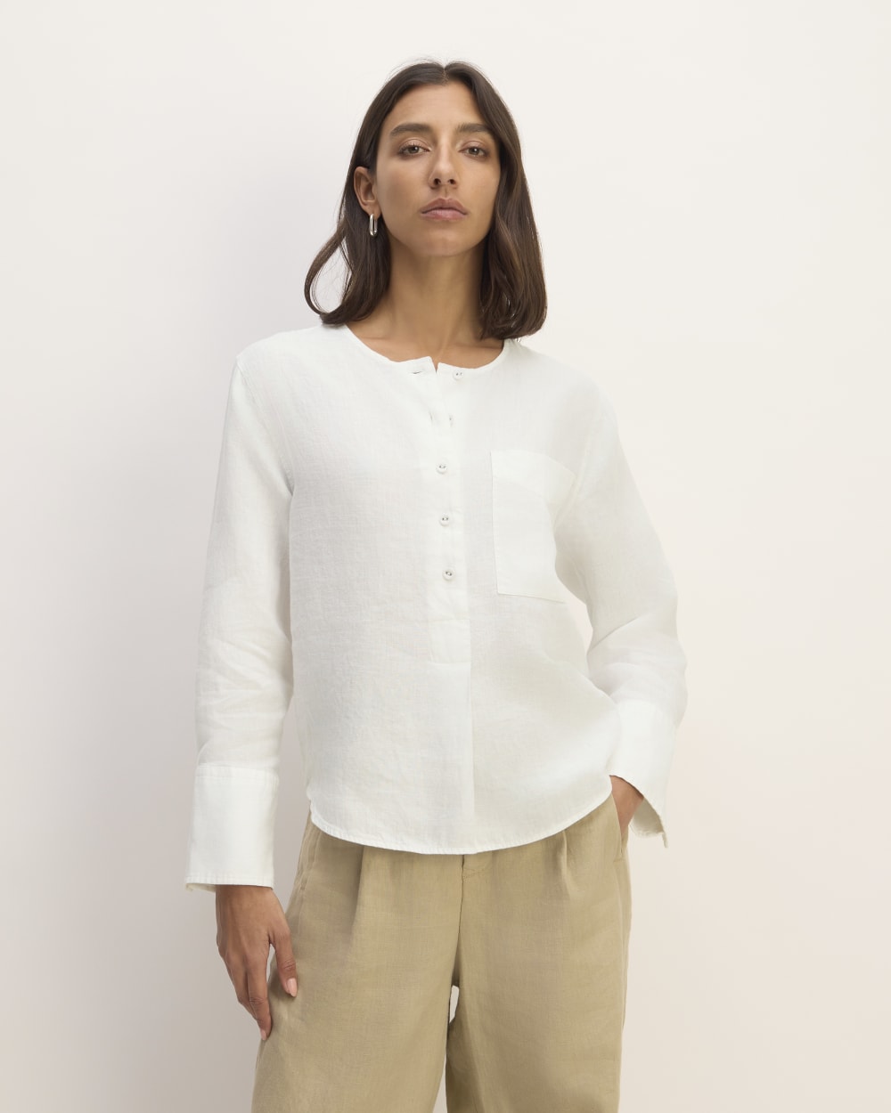 The Popover Shirt in Linen | White