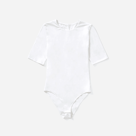 The Short-Sleeve Crew Neck Bodysuit | White | Bikini