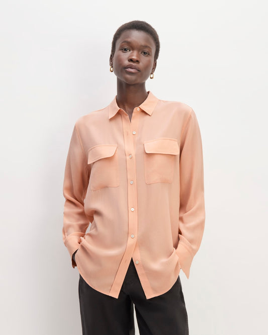 The Utility Shirt in Washable Silk | Blush Pink