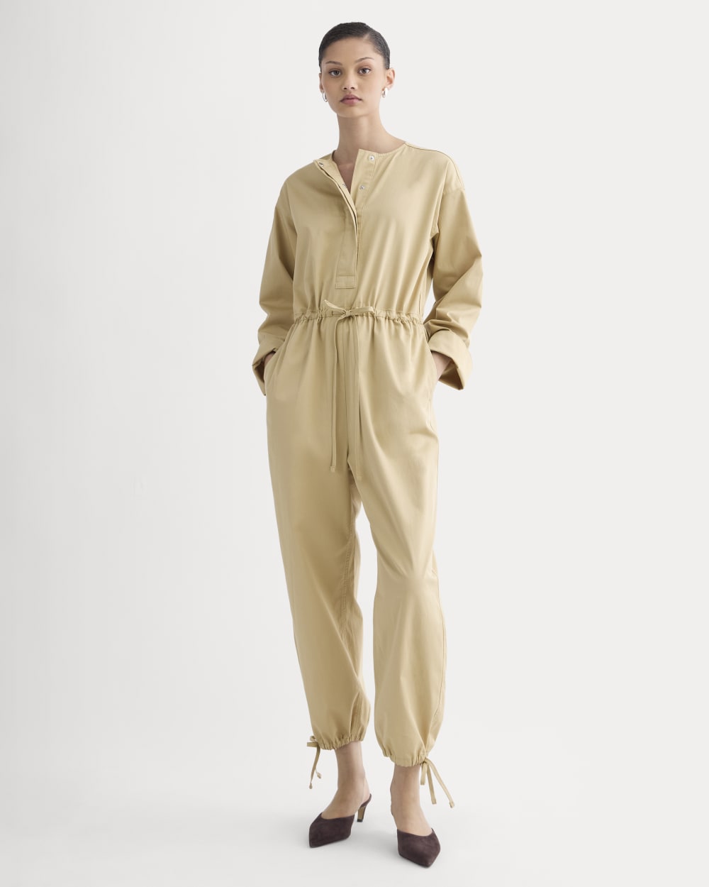 The Utility Drawstring Jumpsuit | Classic Khaki