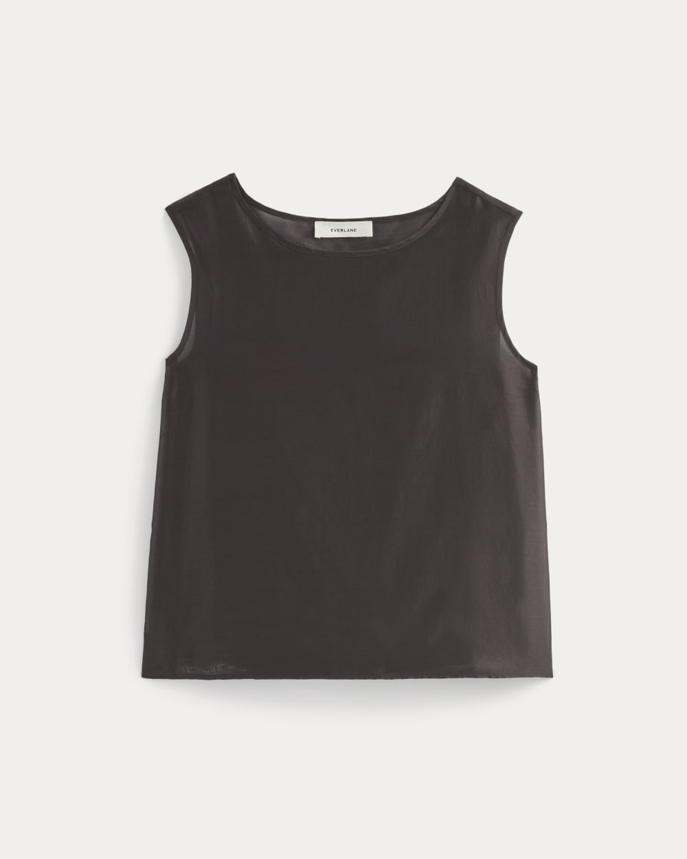 Sleeveless Top in Cotton-Silk Organza | Dark Chocolate