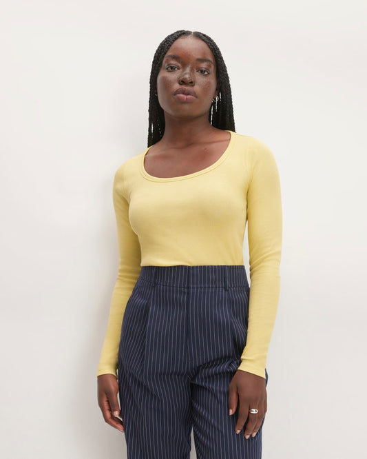 The Luxe Rib Long-Sleeve Scoop-Neck Tee | Raffia