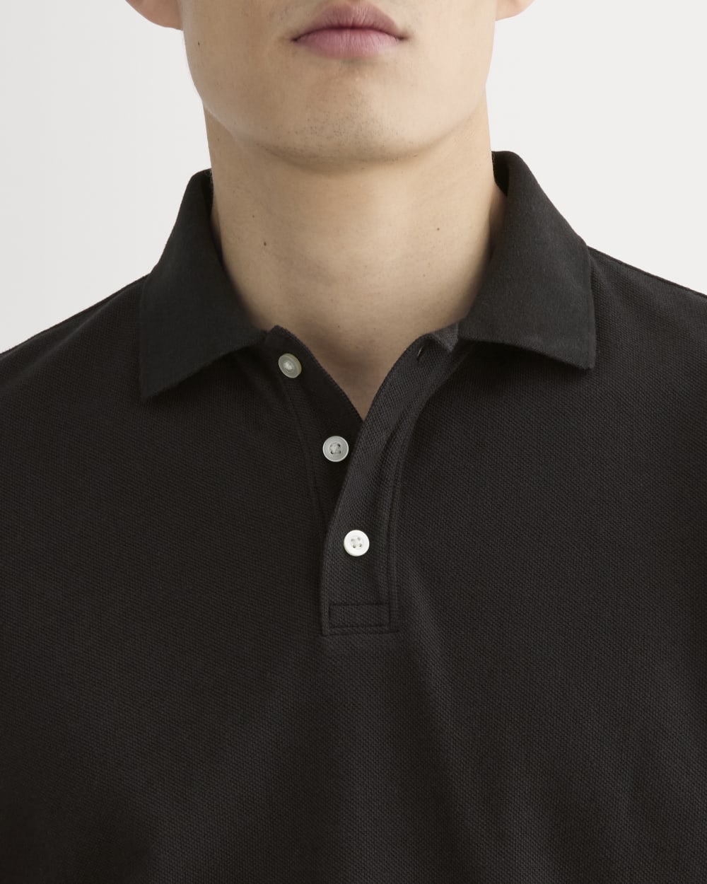The Long-Sleeve Pique Polo | Black