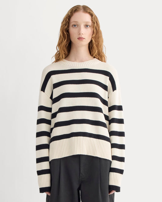 The Boxy Sweater in Everyday Cotton | Canvas / Black