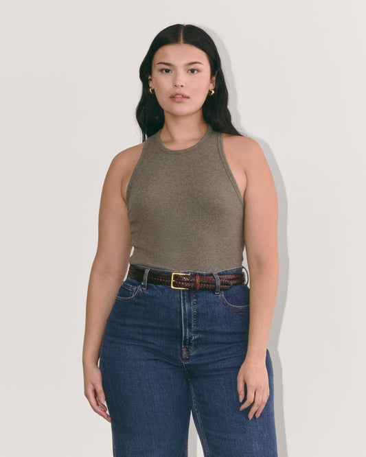 The Luxe Rib Racerback Tank | Heathered Fatigue