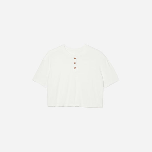 The Vintage Henley Hemp Tee | White