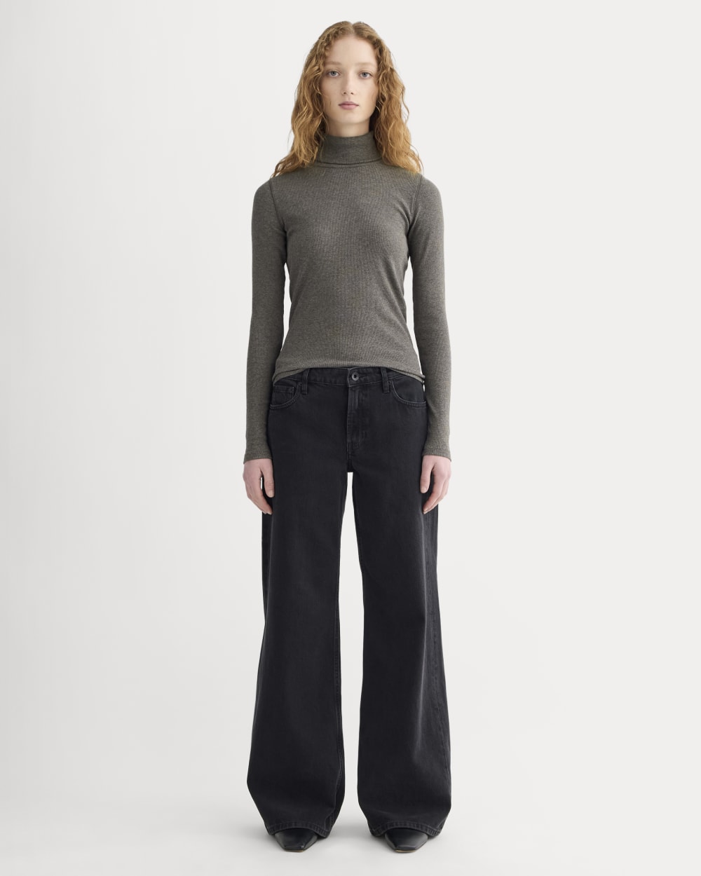 The Luxe Rib Turtleneck | Washed Heathered Fatigue