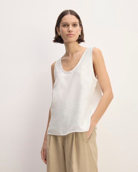 The Scoop Tank in Linen | White