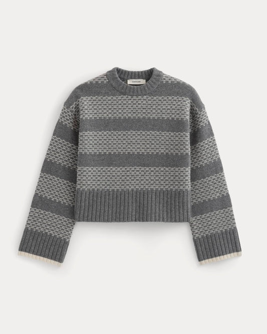 Nordic Cropped Boxy Crew in Luxe Merino | Heathered Mid Grey