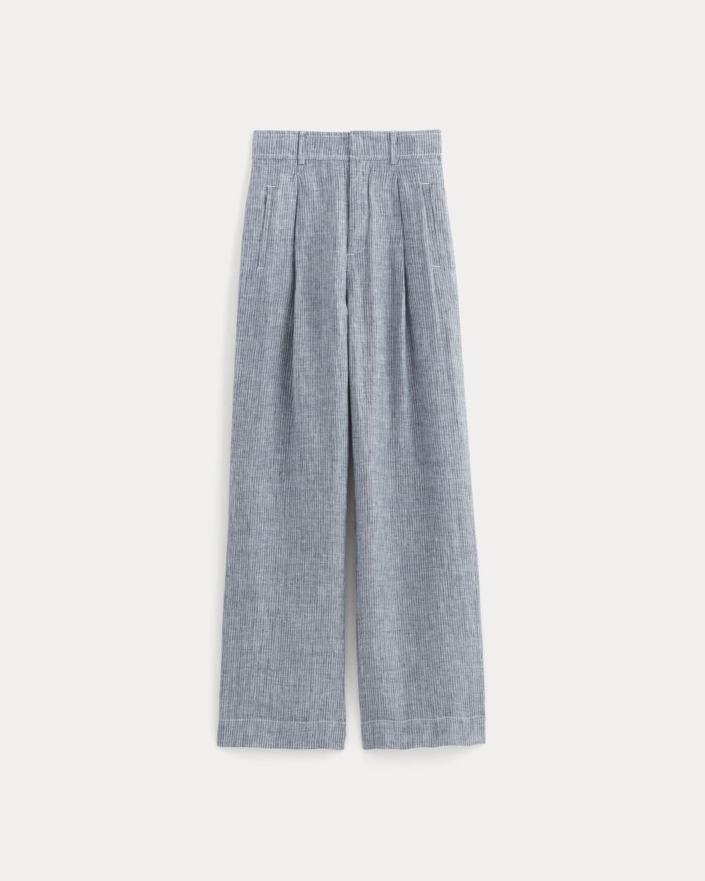 The Linen Way-High® Drape Pant  | White / Blue