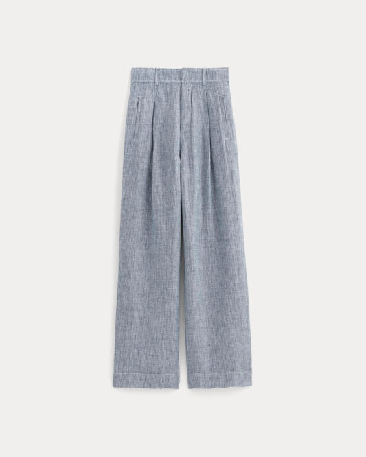 The Linen Way-High® Drape Pant  | White / Blue