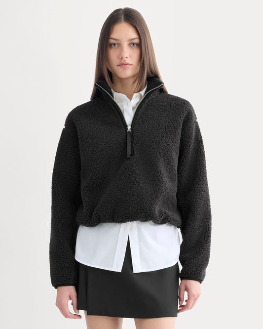 Reversible Teddy Half-Zip Pullover | Black