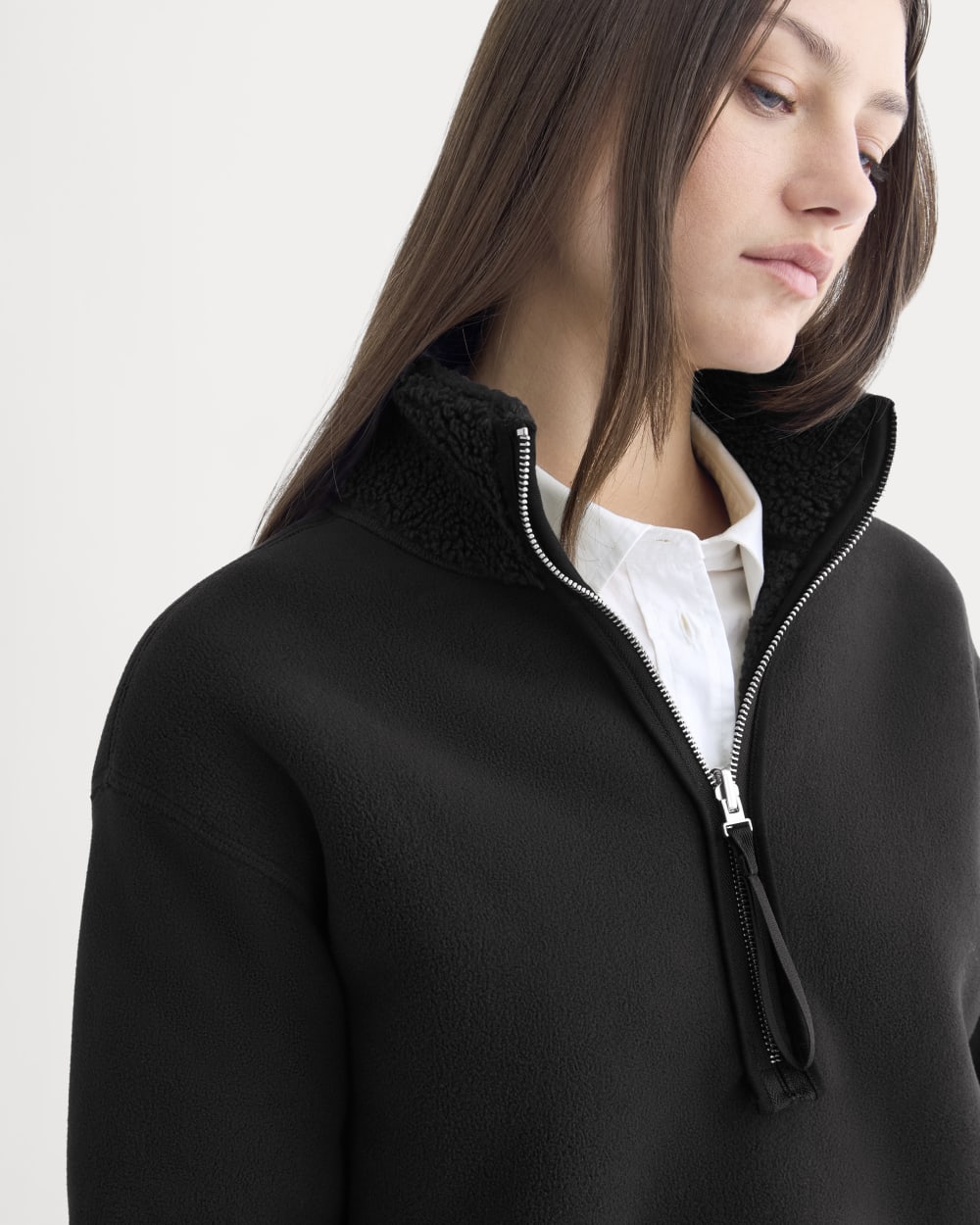 Reversible Teddy Half-Zip Pullover | Black