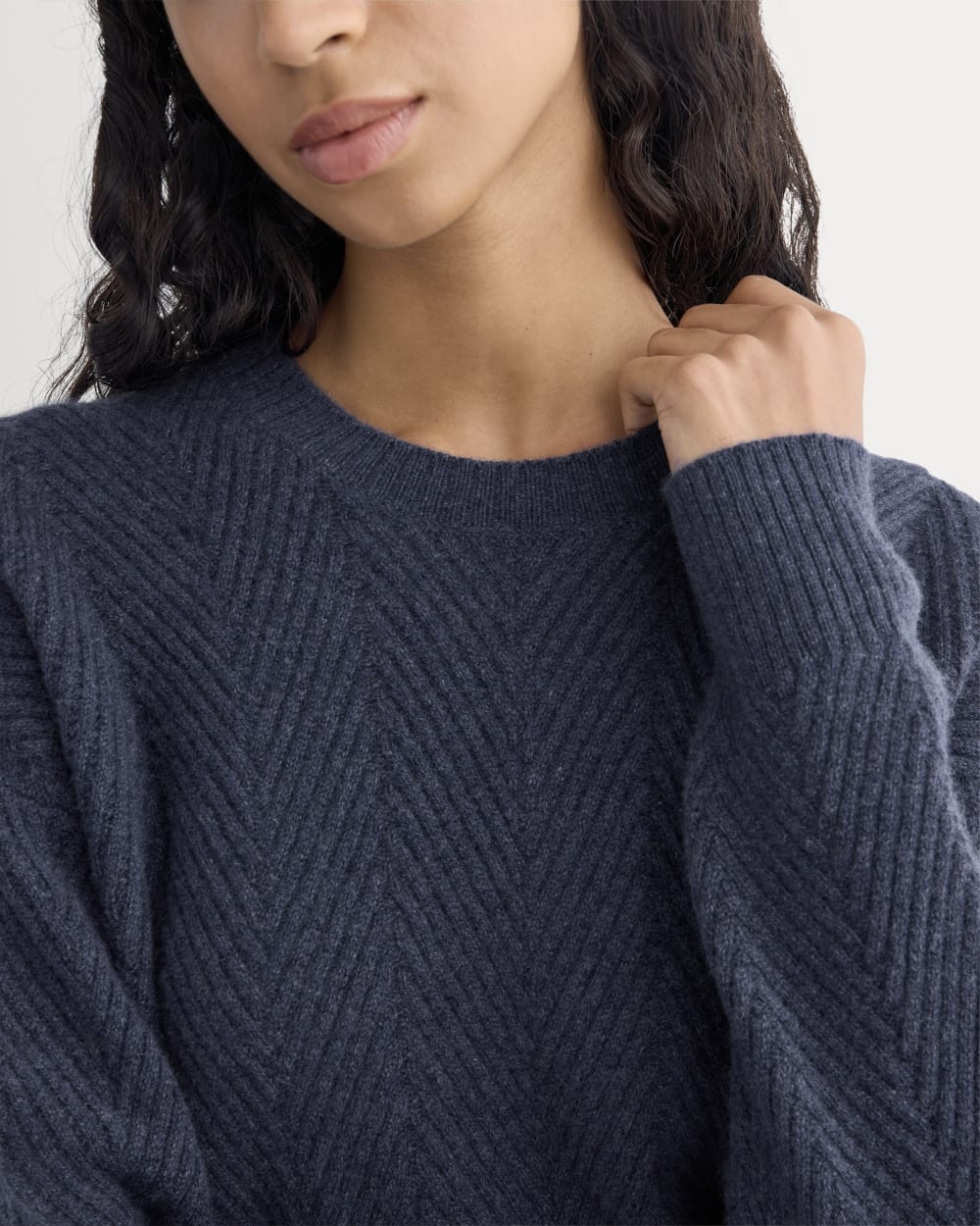 Cashmere Herringbone Sweater | Indigo