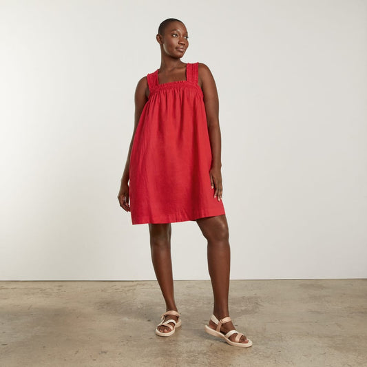 The Smocked Linen Dress | Goji Berry