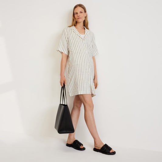 The Linen Workwear Dress | Black / Canvas Tan