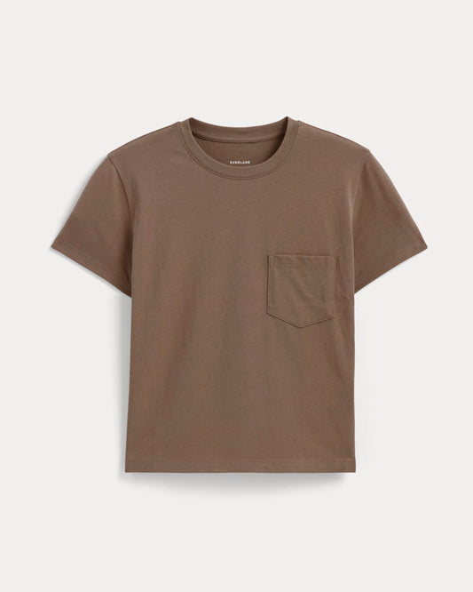 The Box-Cut Tee in Essential Cotton | Mocha | Pocket