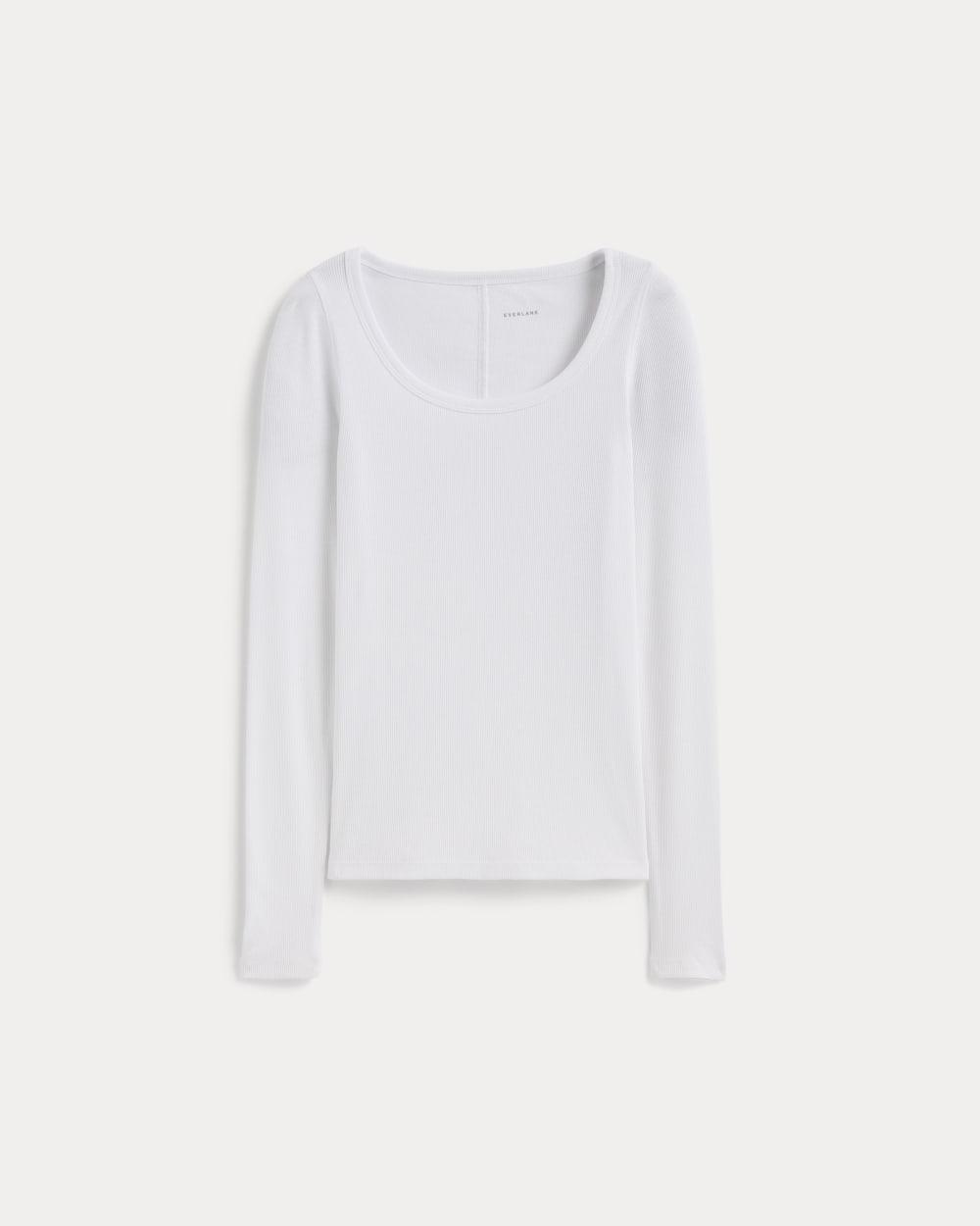 The Luxe Rib Long-Sleeve Scoop-Neck Tee | White