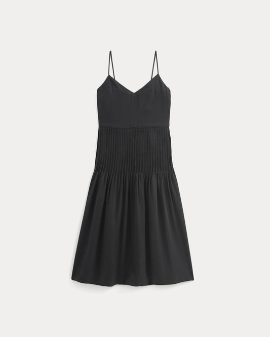 The Pleated Slip Dress in Butterlite | Black