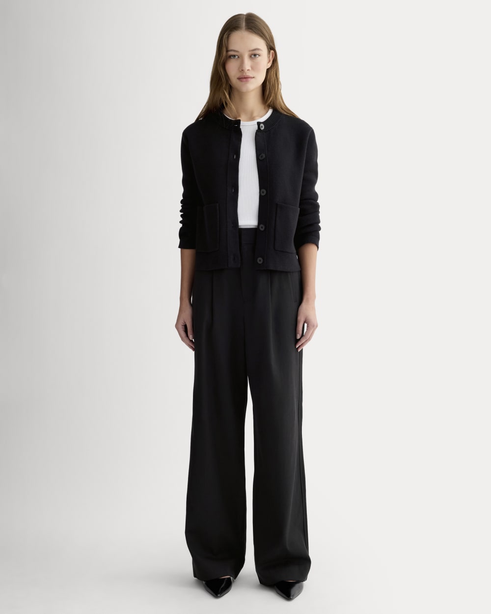 The Draper Pleated Pant in Buttersmooth | Black | 30 Inseam