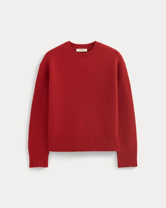 The Cotton Honeycomb Square Crew | Berry Red