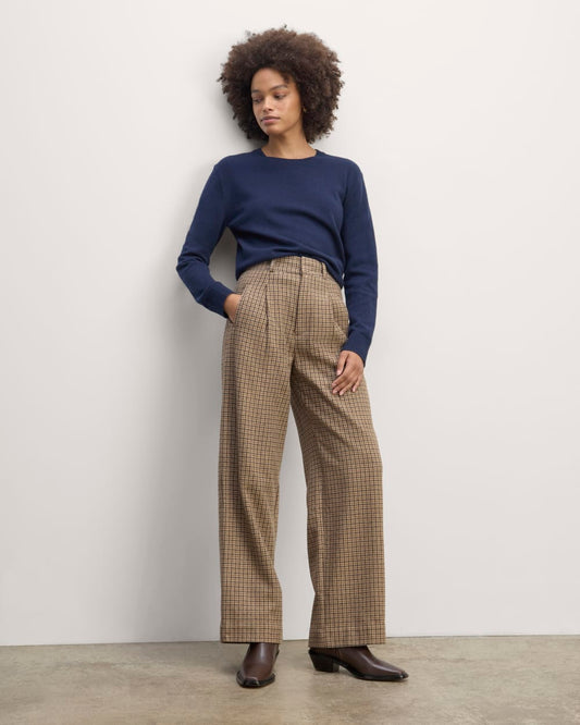 The Draper Pant in Wool | Camel Houndstooth