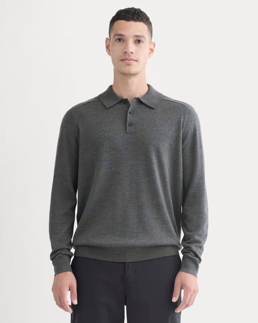 Ultrasoft Polo Sweater | Heather Mid Charcoal