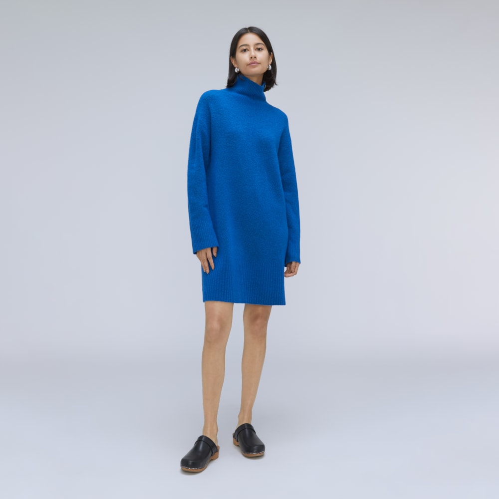 The Cozy Stretch Turtleneck Dress | Heathered Lapis Blue