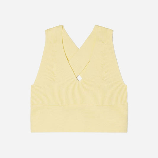 The Cross-Back Cropped Sweater Top | Pastel Yellow