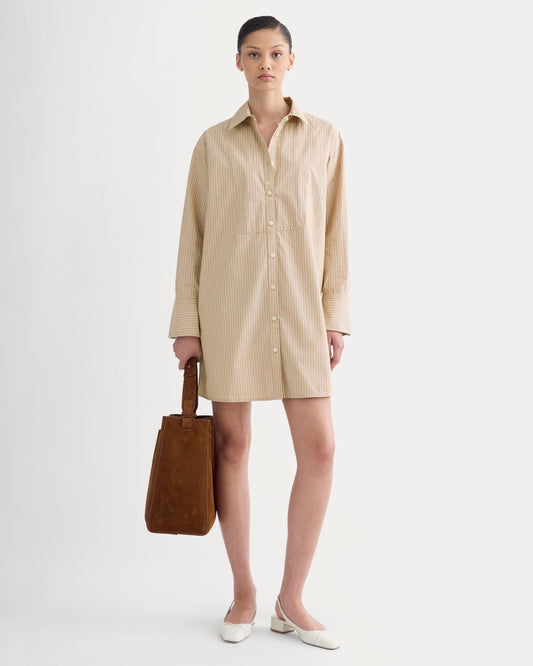 The Mini Shirtdress in Ultrasoft Cotton | Tiger's Eye / Optic White
