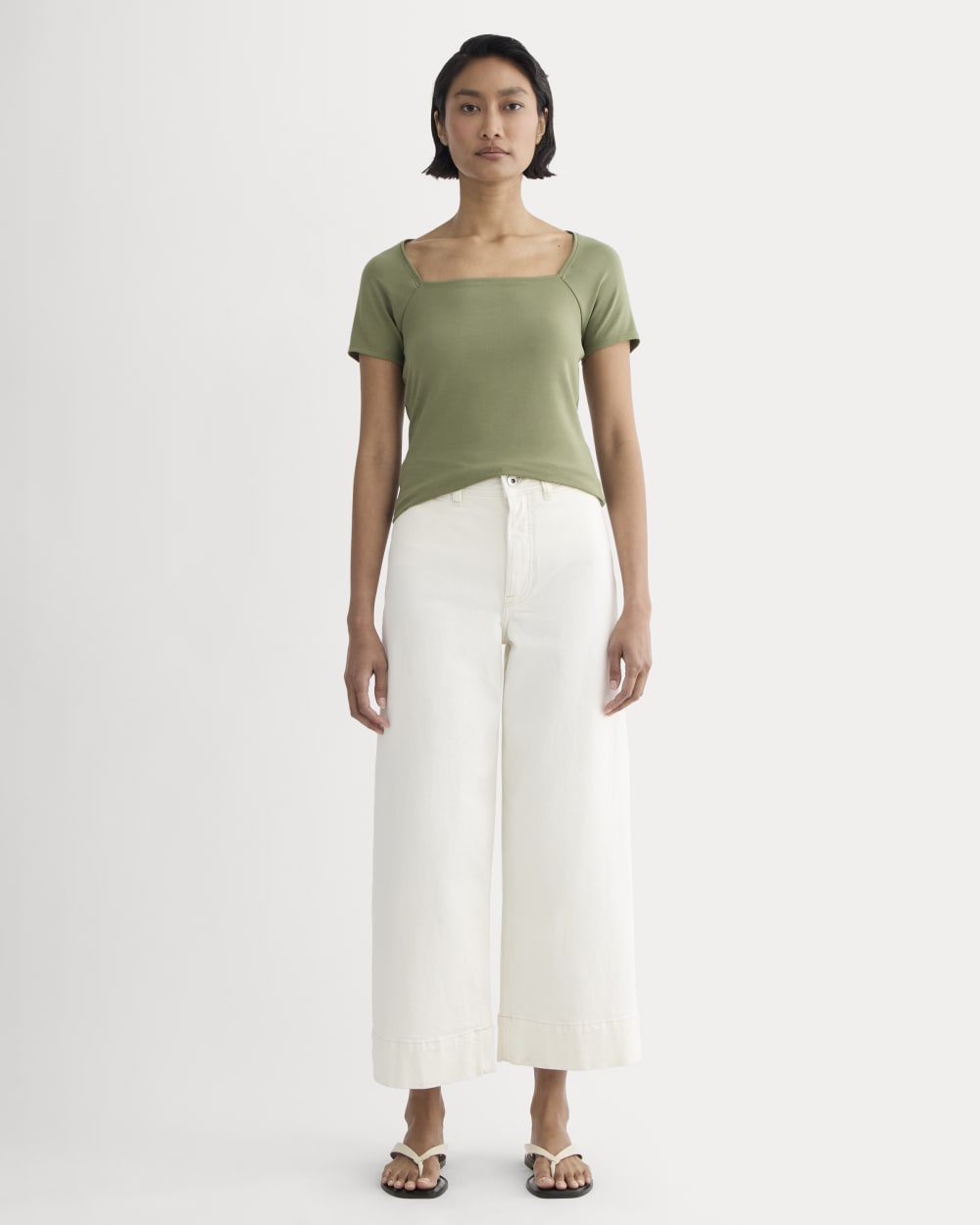 The Form Square-Neck Top | Lichen Green