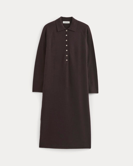 Cashmere Polo Midi Dress | Dark Chocolate