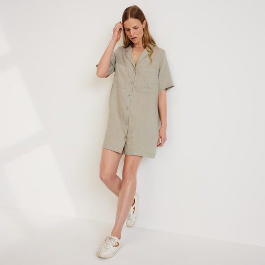 The Linen Workwear Dress | Seagrass