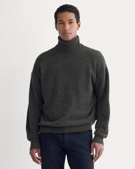 Luxe Merino Relaxed Turtleneck | Heathered Black