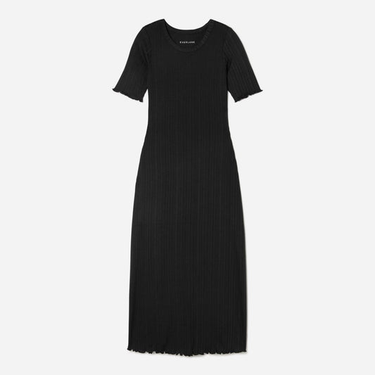 The Open Back Rib Dress | Black