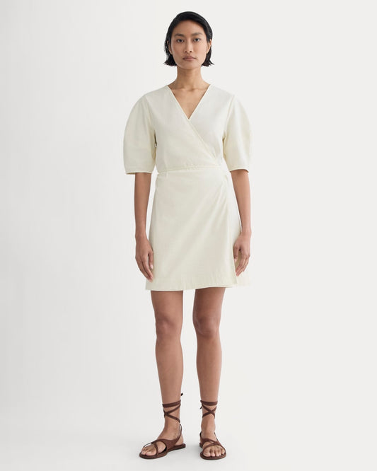 The Seersucker Mini Wrap Dress | Bone