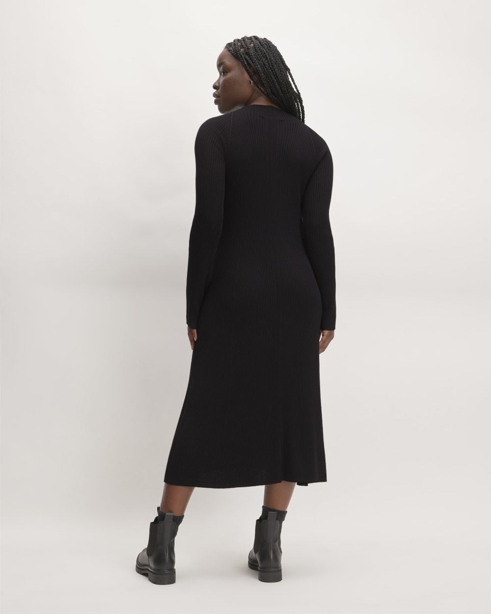The Ribbed Mock Neck Midi Dress | Black