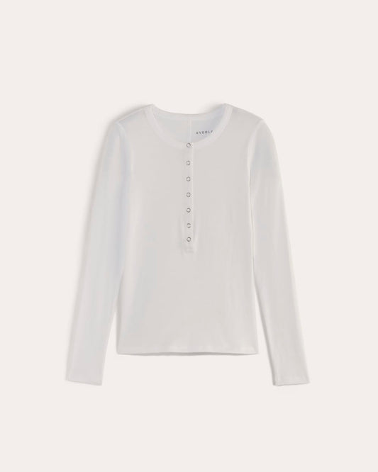 The Luxe Rib Henley | White