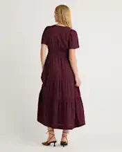 Washable Stretch Silk Tiered Maxi Dress