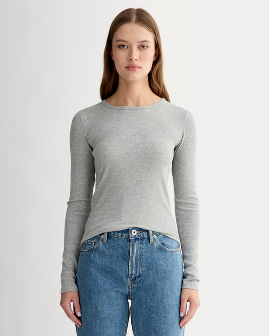 The Luxe Rib Long-Sleeve Crew | Washed Heathered Grey