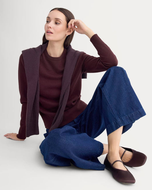 Cashmere Slim Crew Sweater | Wine